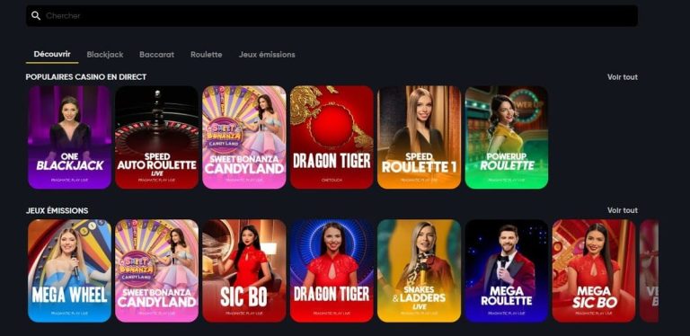 Instant Casino jeux live